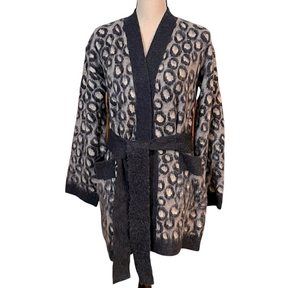Current/Elliott “The Cali” Leopard Print Belted Cardigan Sweater Sz-0 - Picture 1 of 10